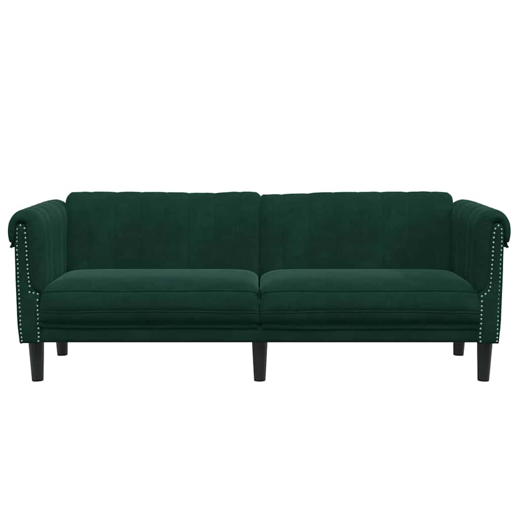 Sofa 3-Sitzer Dunkelgrün Samt
