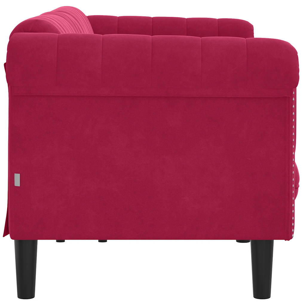 Sofa 3-Sitzer Weinrot Samt
