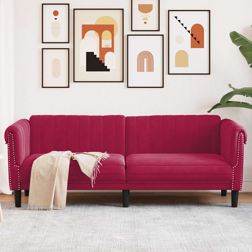 Sofa 3-Sitzer Weinrot Samt