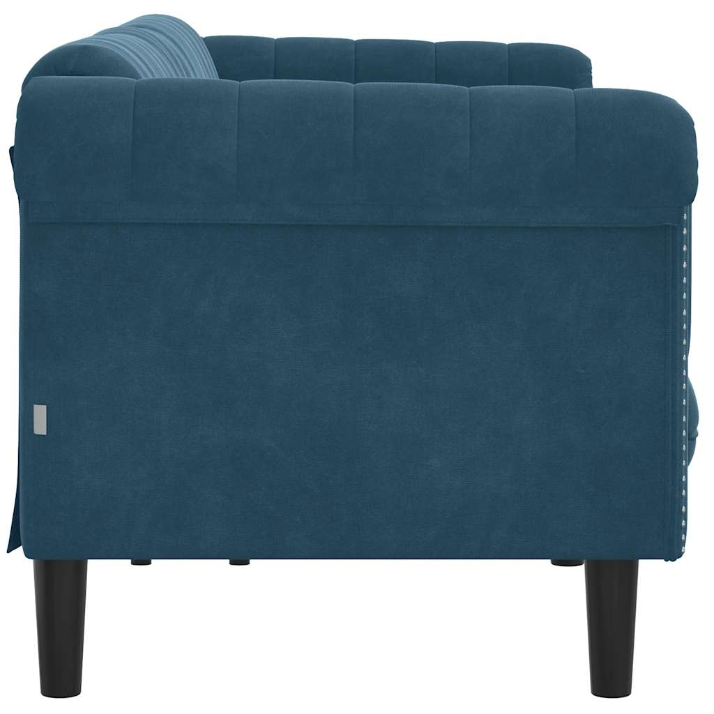 Sofa 3-Sitzer Blau Samt