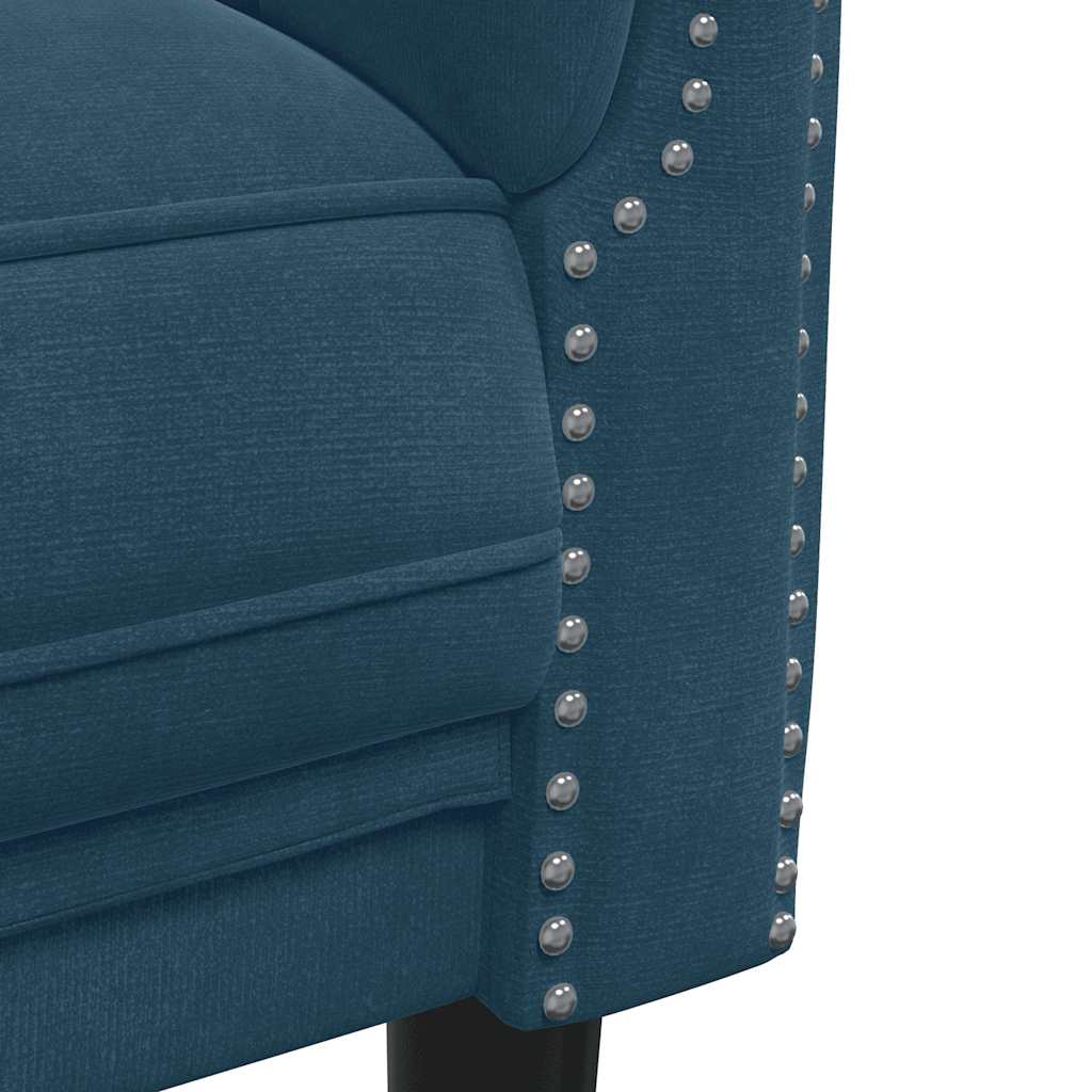 Sofa 3-Sitzer Blau Samt