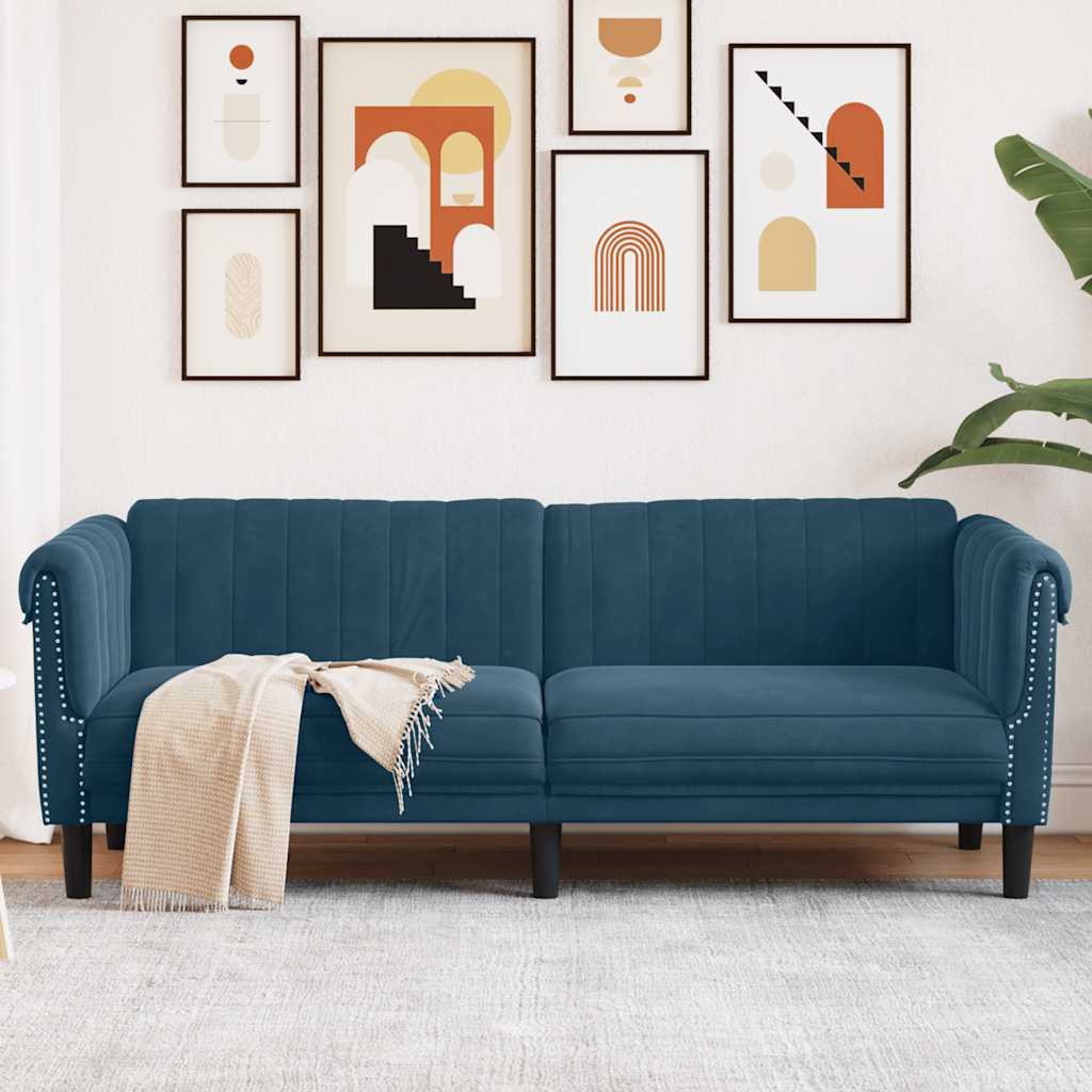Sofa 3-Sitzer Blau Samt