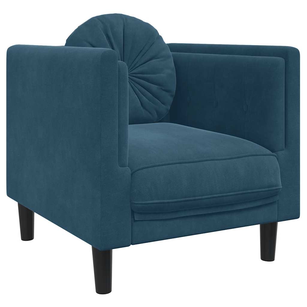 Sessel mit Kissen Blau Samt