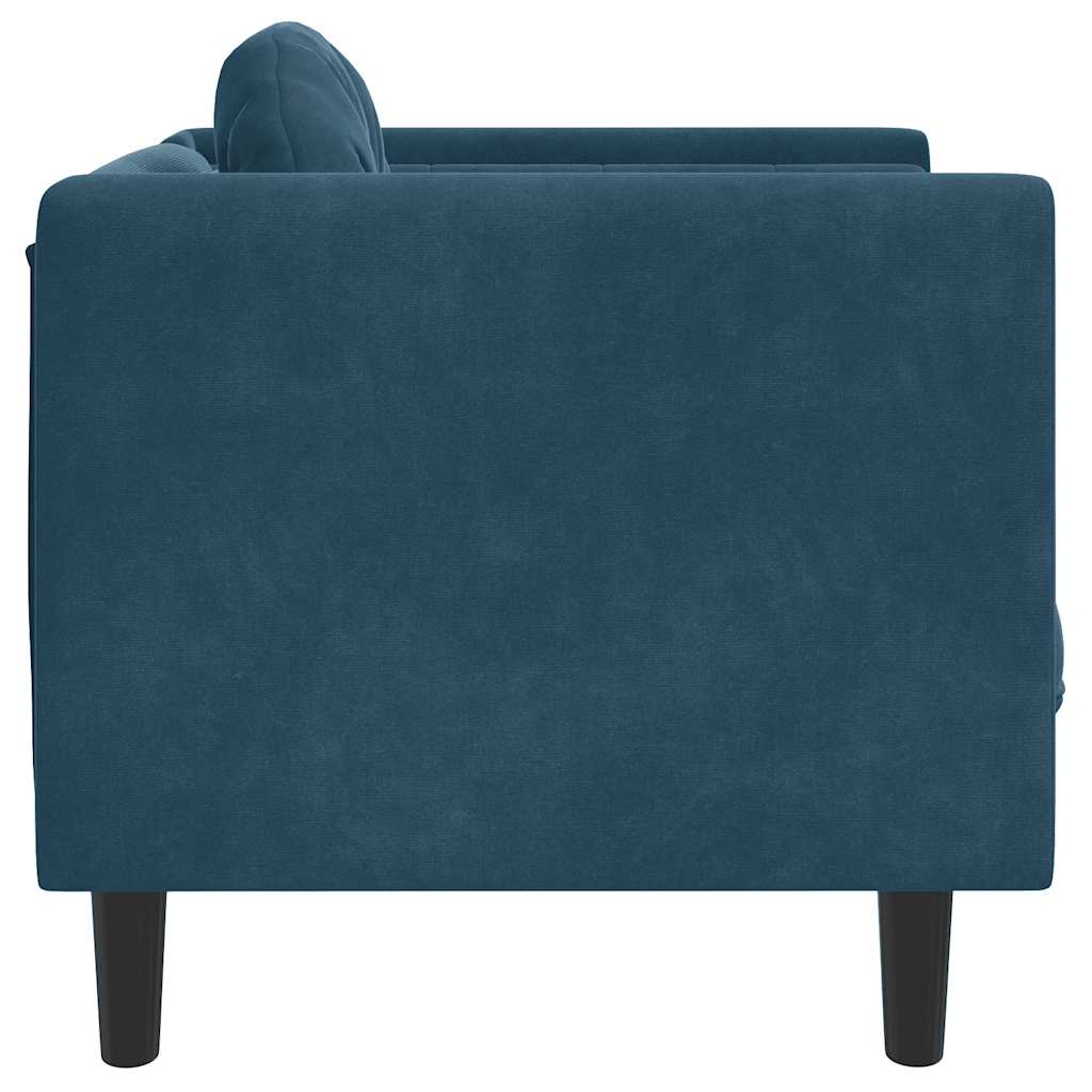 Sessel mit Kissen Blau Samt