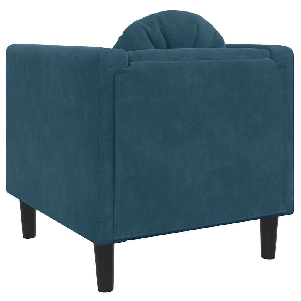 Sessel mit Kissen Blau Samt