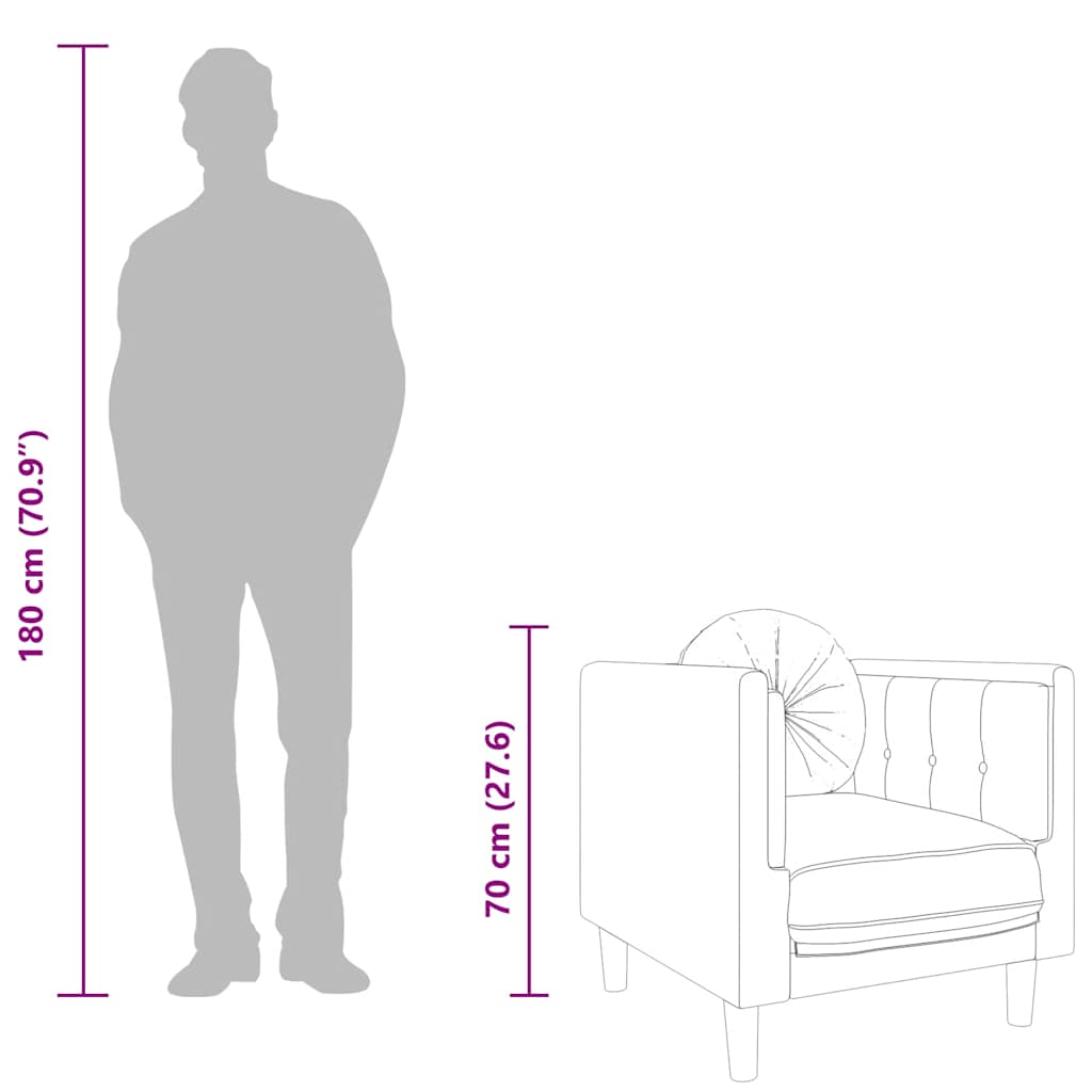 Sessel mit Kissen Braun Kunstleder Wildleder-Optik