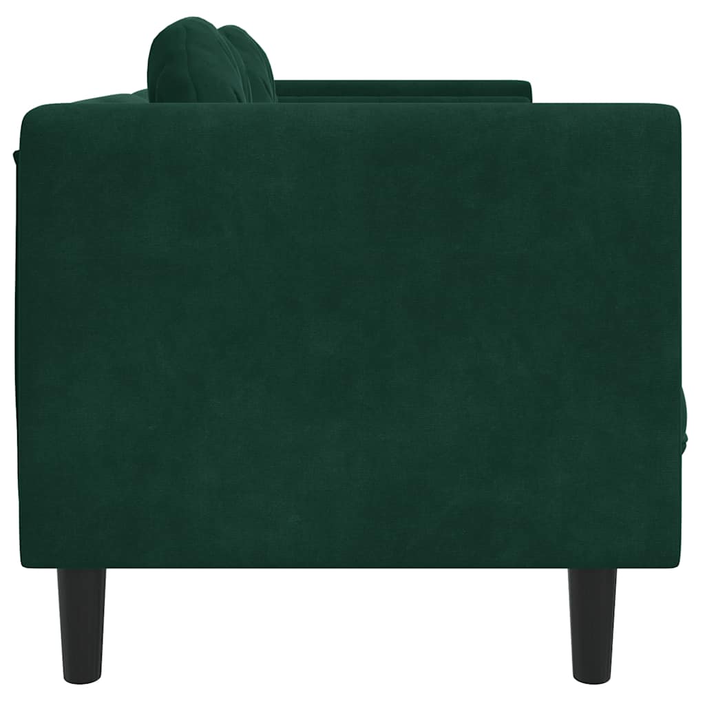 Sofa mit Kissen 2-Sitzer Dunkelgrün Samt