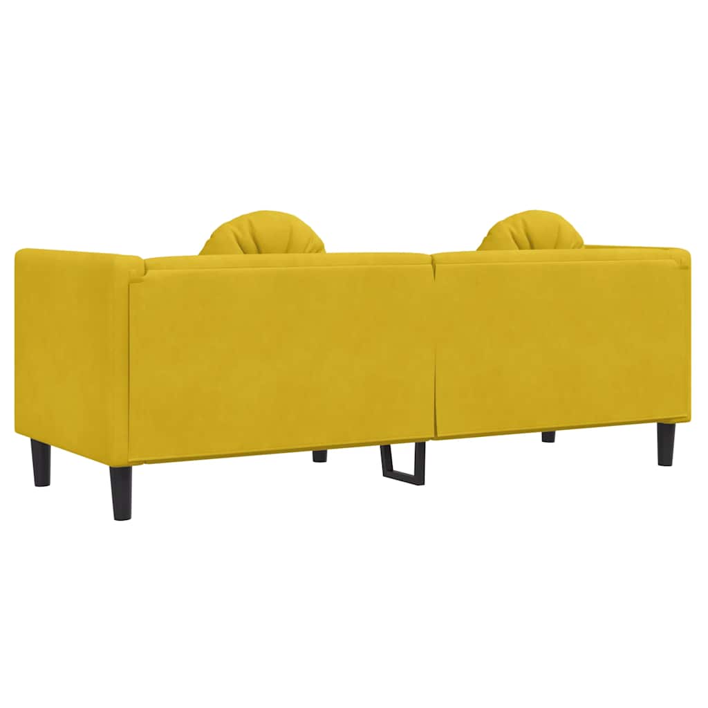 Sofa mit Kissen 3-Sitzer Gelb Samt