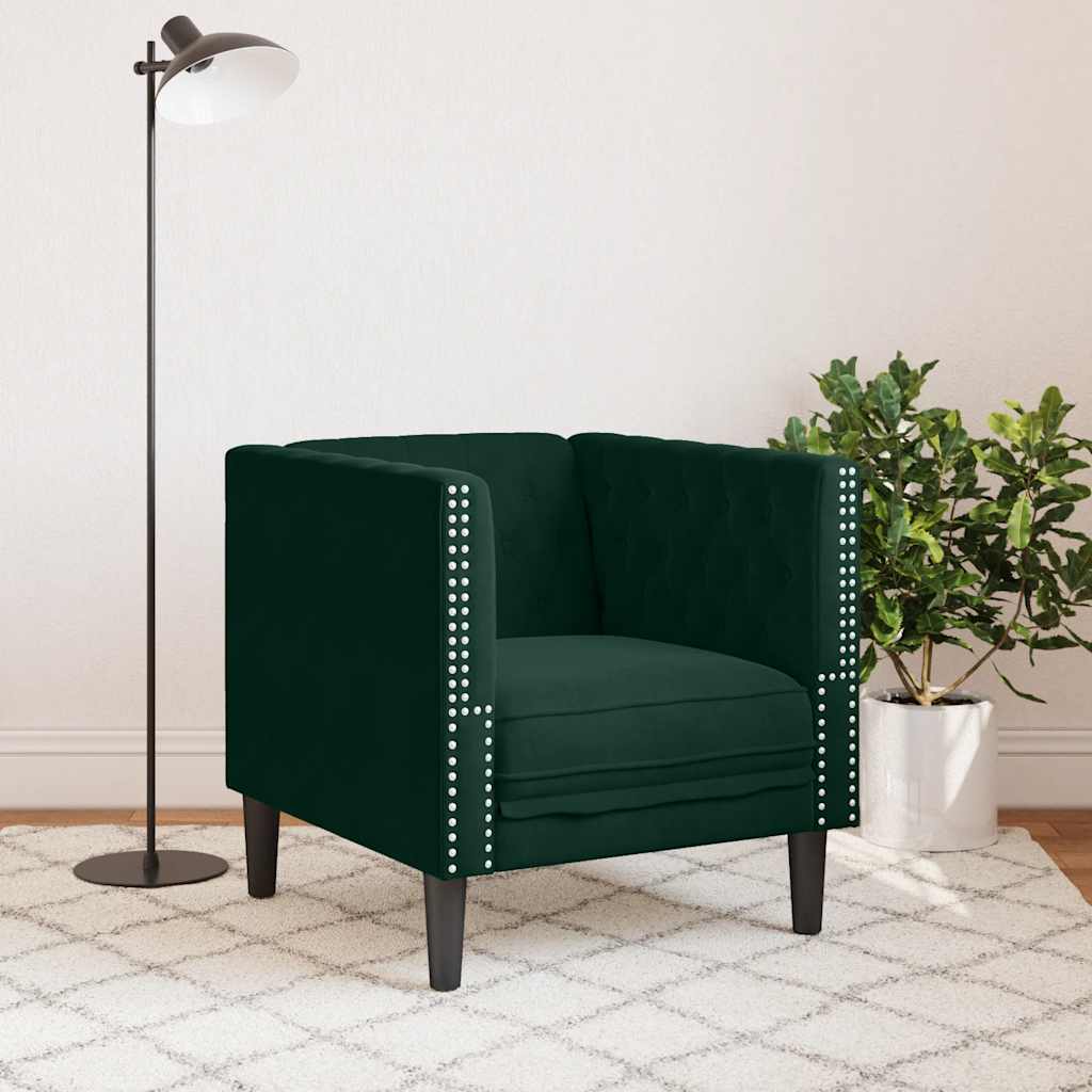Chesterfield-Sessel Dunkelgrün Samt