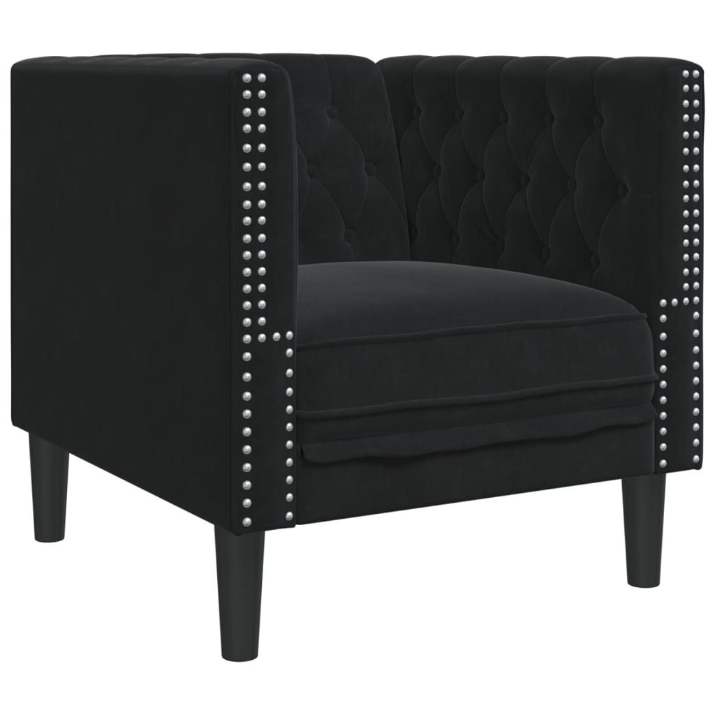 Chesterfield-Sessel Schwarz Samt