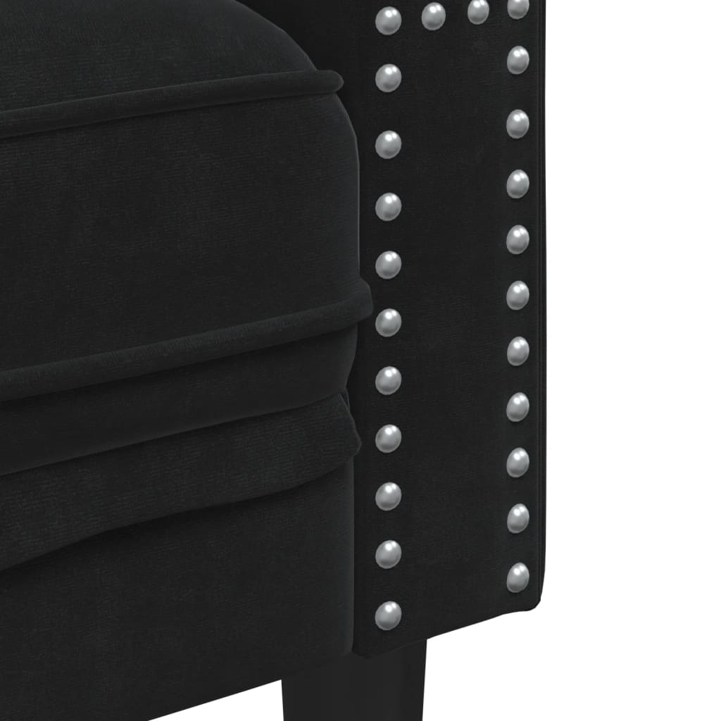 Chesterfield-Sessel Schwarz Samt