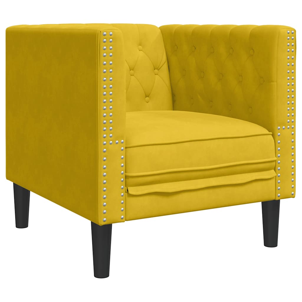 Chesterfield-Sessel Gelb Samt