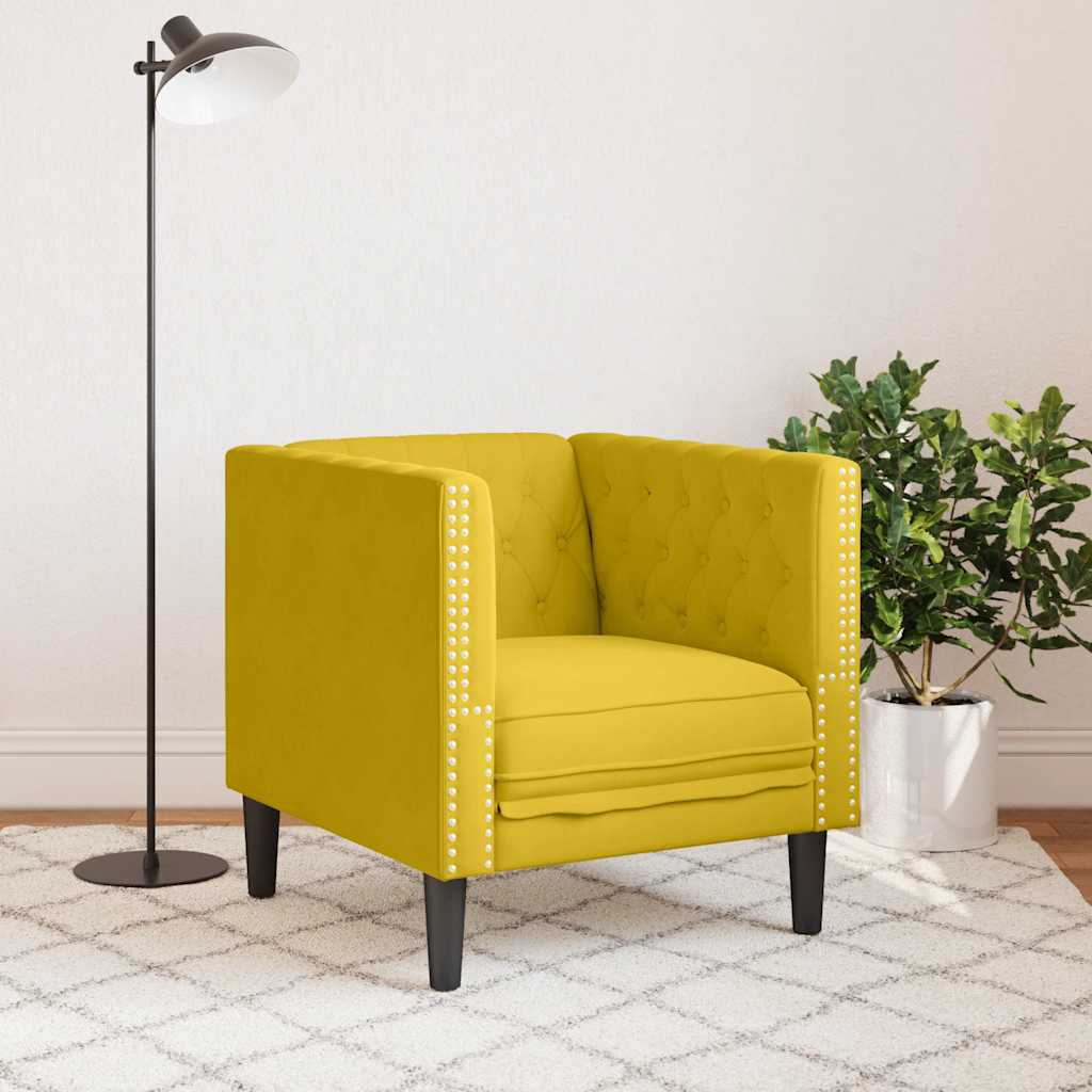 Chesterfield-Sessel Gelb Samt