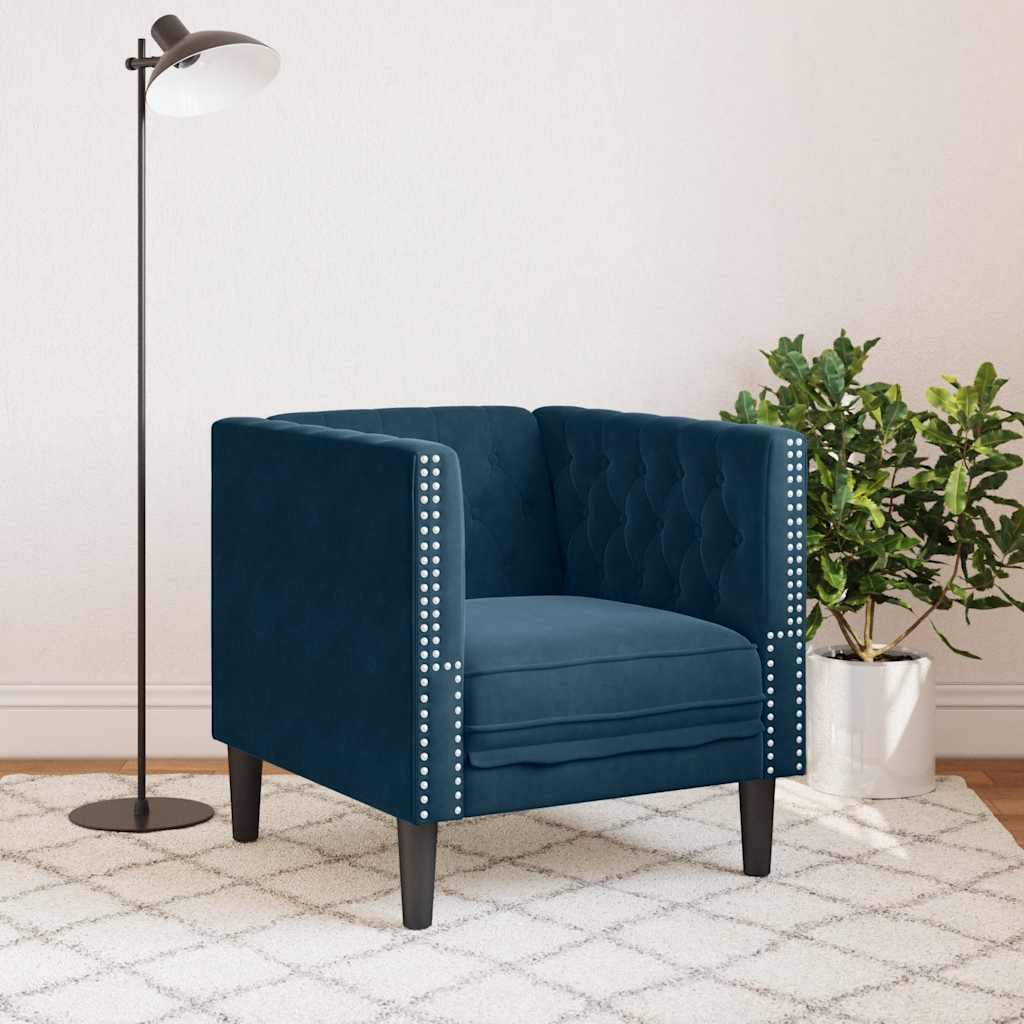 Chesterfield-Sessel Blau Samt