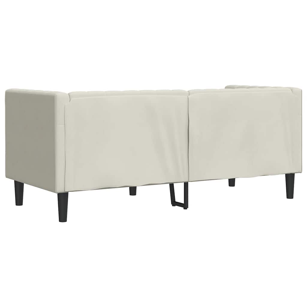 Chesterfield-Sofa mit Nackenrollen 2-Sitzer Creme Samt