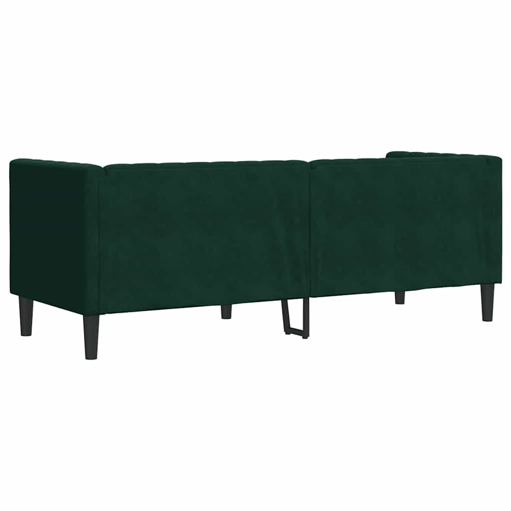 Chesterfield-Sofa mit Nackenrollen 3-Sitzer Dunkelgrün Samt