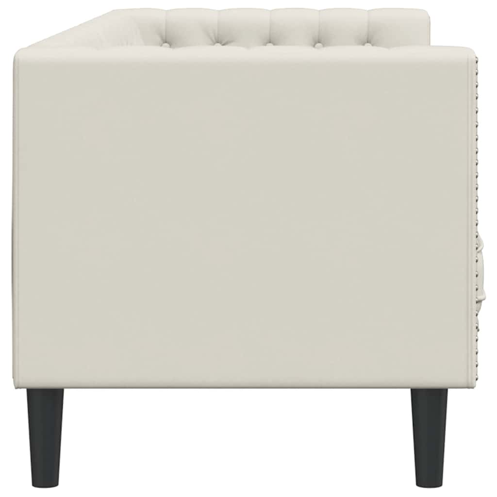 Chesterfield-Sofa mit Nackenrollen 3-Sitzer Creme Samt