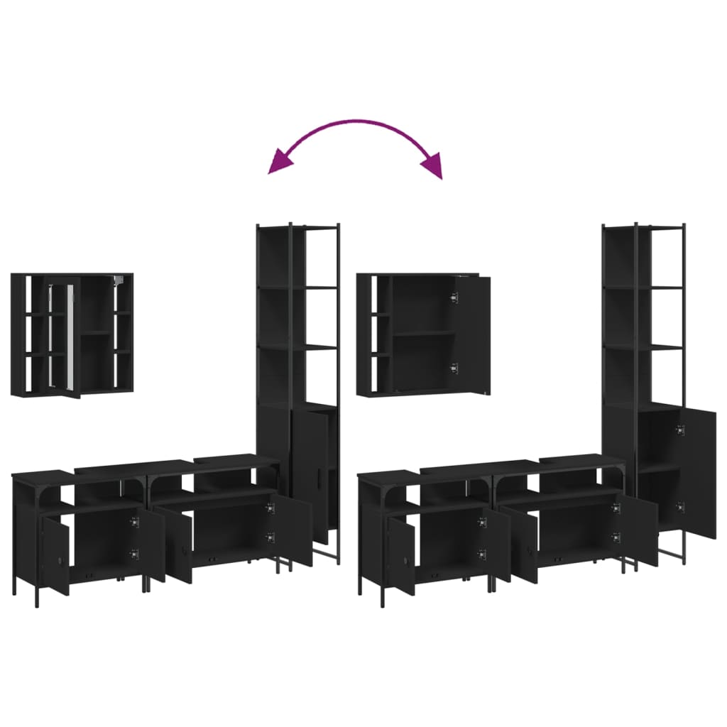 4-tlg. Badmöbel-Set Schwarz Holzwerkstoff