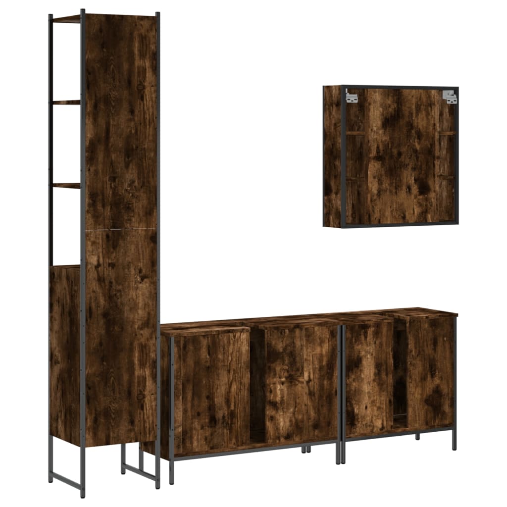 4-tlg. Badmöbel-Set Räuchereiche Holzwerkstoff