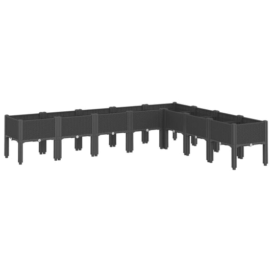 Pflanzkasten mit Beinen Schwarz 200x160x42 cm PP