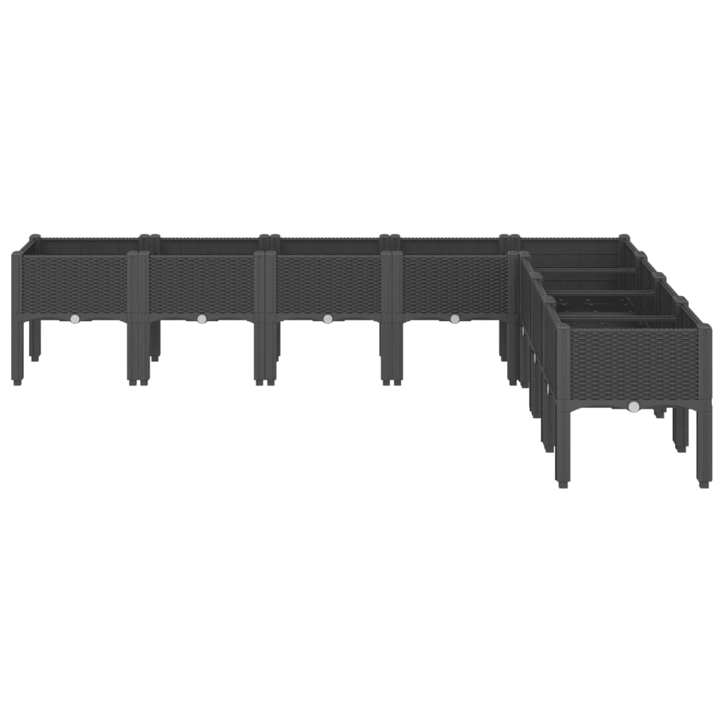 Pflanzkasten mit Beinen Schwarz 200x160x42 cm PP