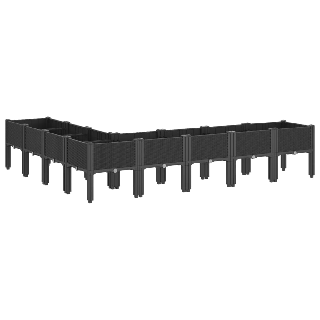 Pflanzkasten mit Beinen Schwarz 200x160x42 cm PP
