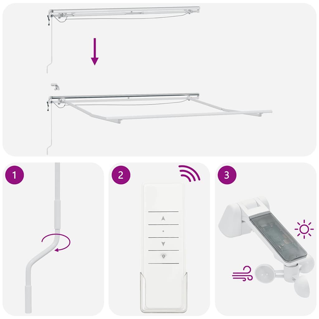 Markise Automatisch mit LED Weinrot 300x250 cm