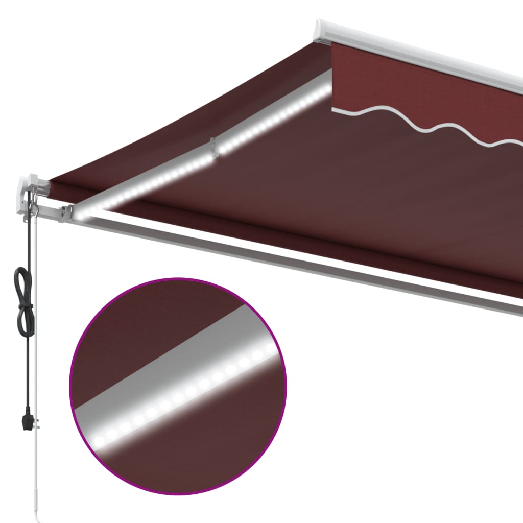 Markise Automatisch mit LED Weinrot 350x250 cm
