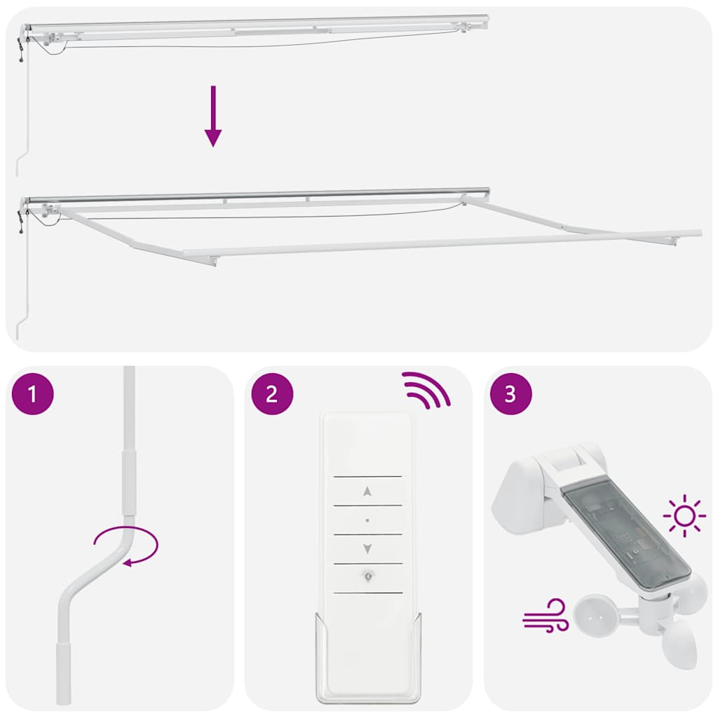 Markise Automatisch mit LED Weinrot 400x300 cm