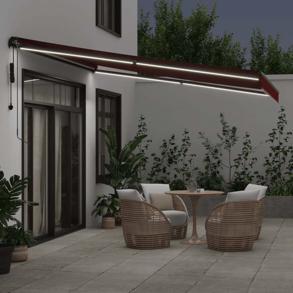 Markise Automatisch mit LED Weinrot 400x350 cm
