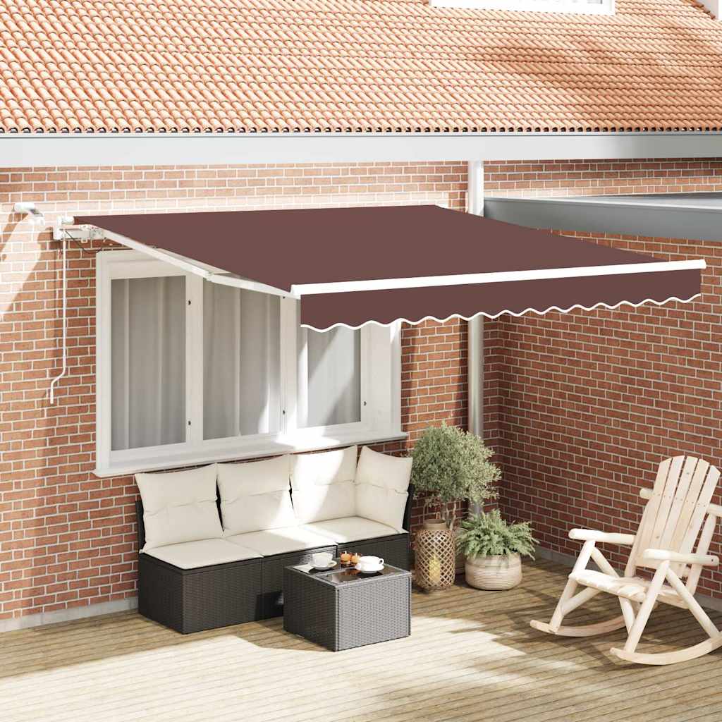 Markise Automatisch mit LED Braun 300x250 cm