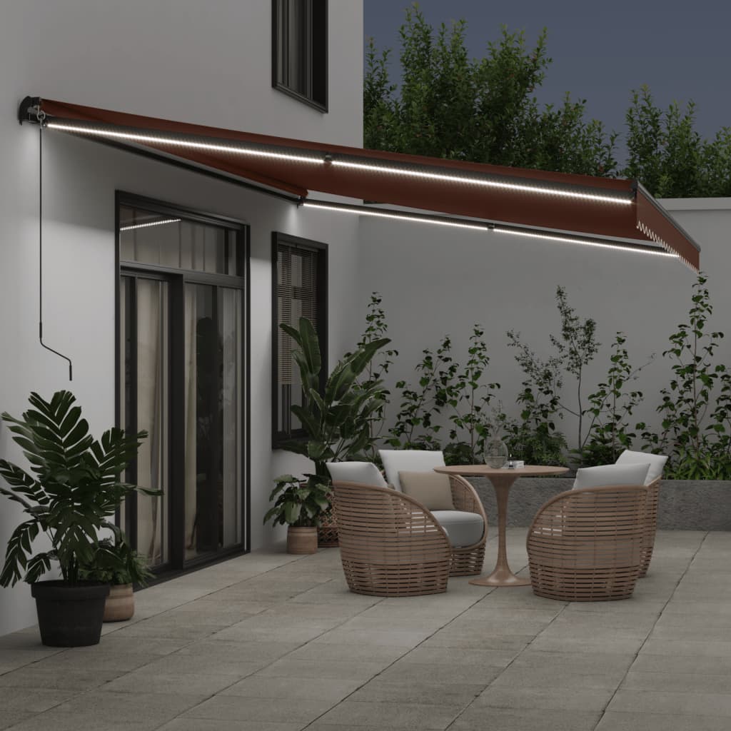 Markise Manuell mit LEDs Braun 500x350 cm
