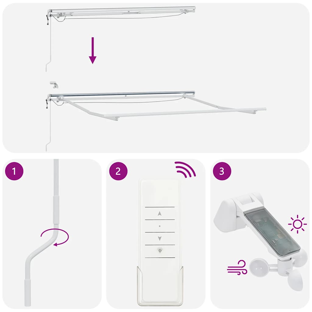 Markise Automatisch mit LED Anthrazit & Weiß 300x250 cm