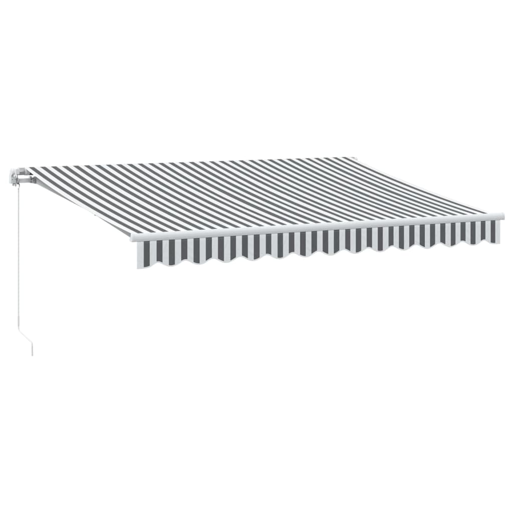 Markise mit LED-Beleuchtung Manuell Anthrazit & Weiß 350x250 cm