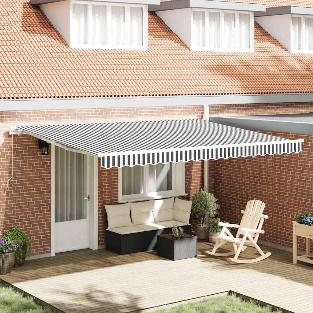 Markise Manuell Anthrazit & Weiß 450x300 cm