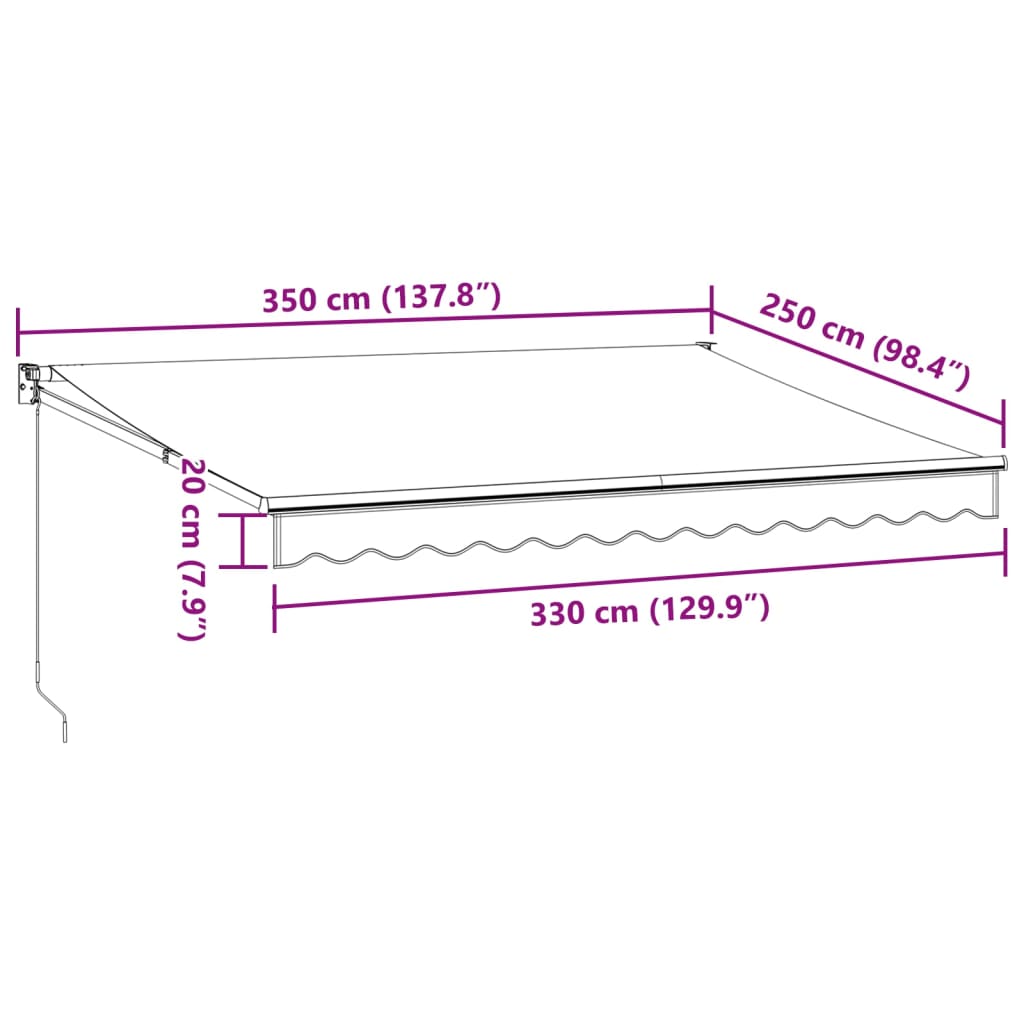 Markise Einziehbar Anthrazit & Weiß 3,5x2,5 m Stoff & Aluminium