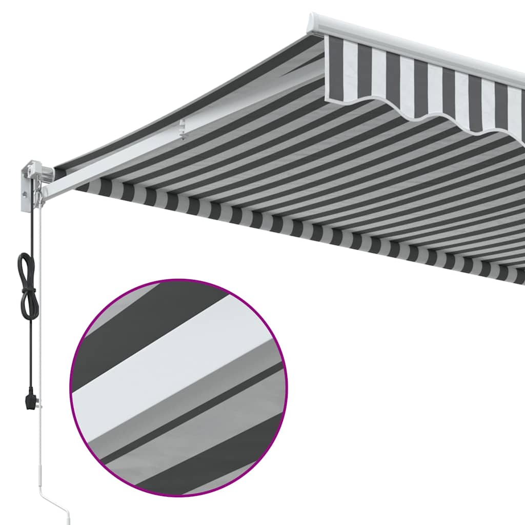Markise Einziehbar Anthrazit & Weiß 3,5x2,5 m Stoff & Aluminium