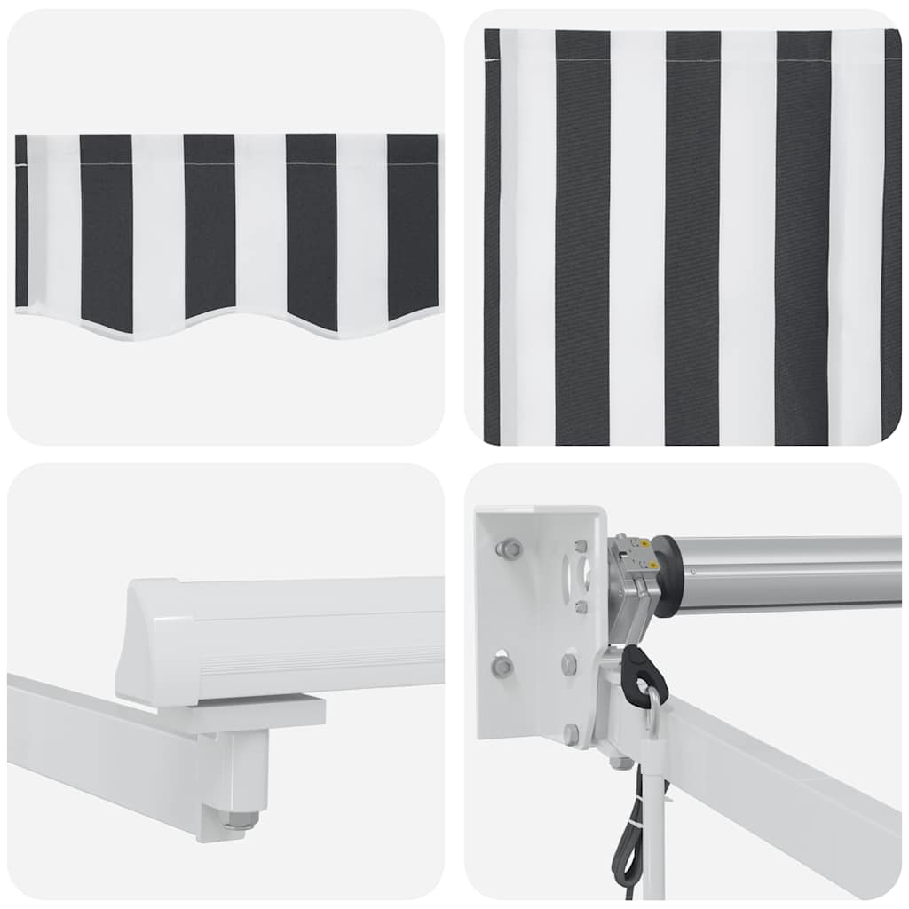 Markise Einziehbar Anthrazit und Weiß 4,5x3 m Stoff & Aluminium