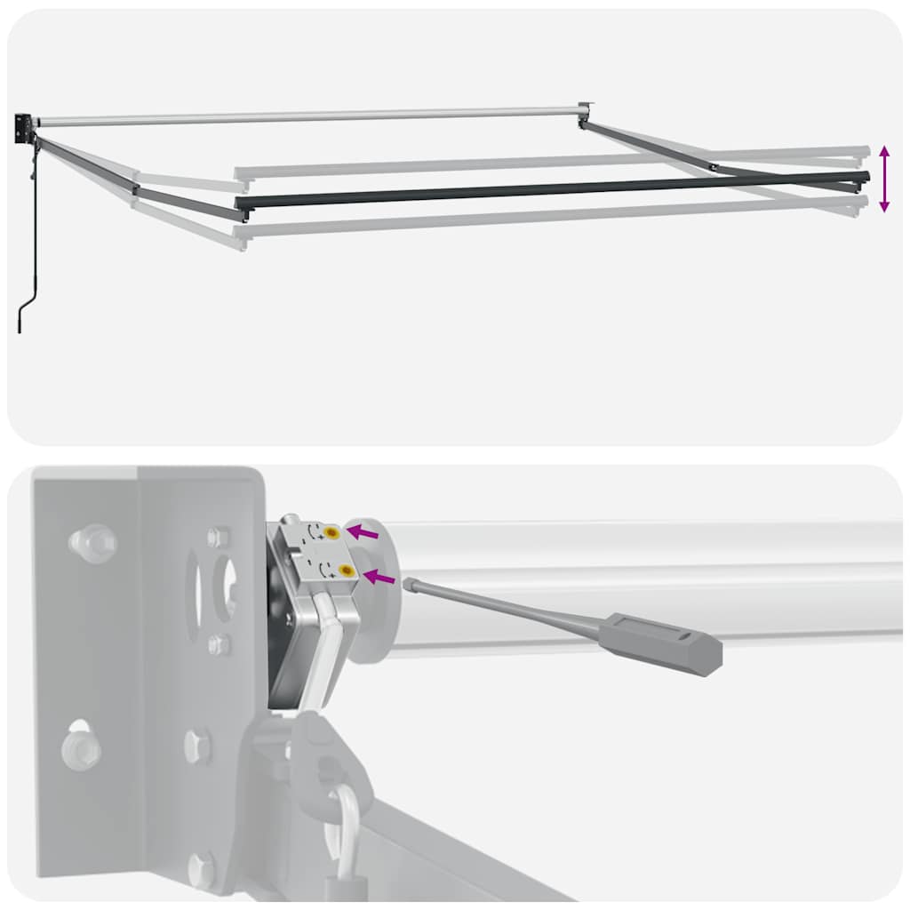 Markise Einziehbar Anthrazit und Weiß 3x2,5 m Stoff & Aluminium