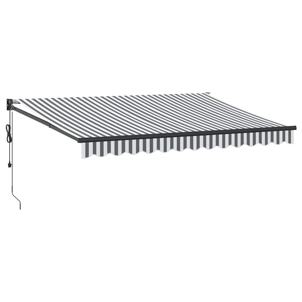 Markise Einziehbar Anthrazit & Weiß 3,5x2,5 m Stoff & Aluminium