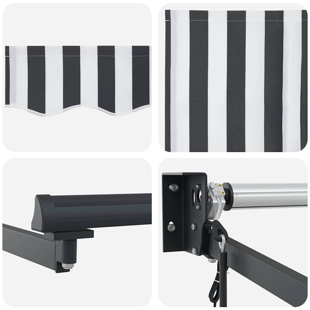 Markise Einziehbar Anthrazit und Weiß 4x3 m Stoff und Aluminium