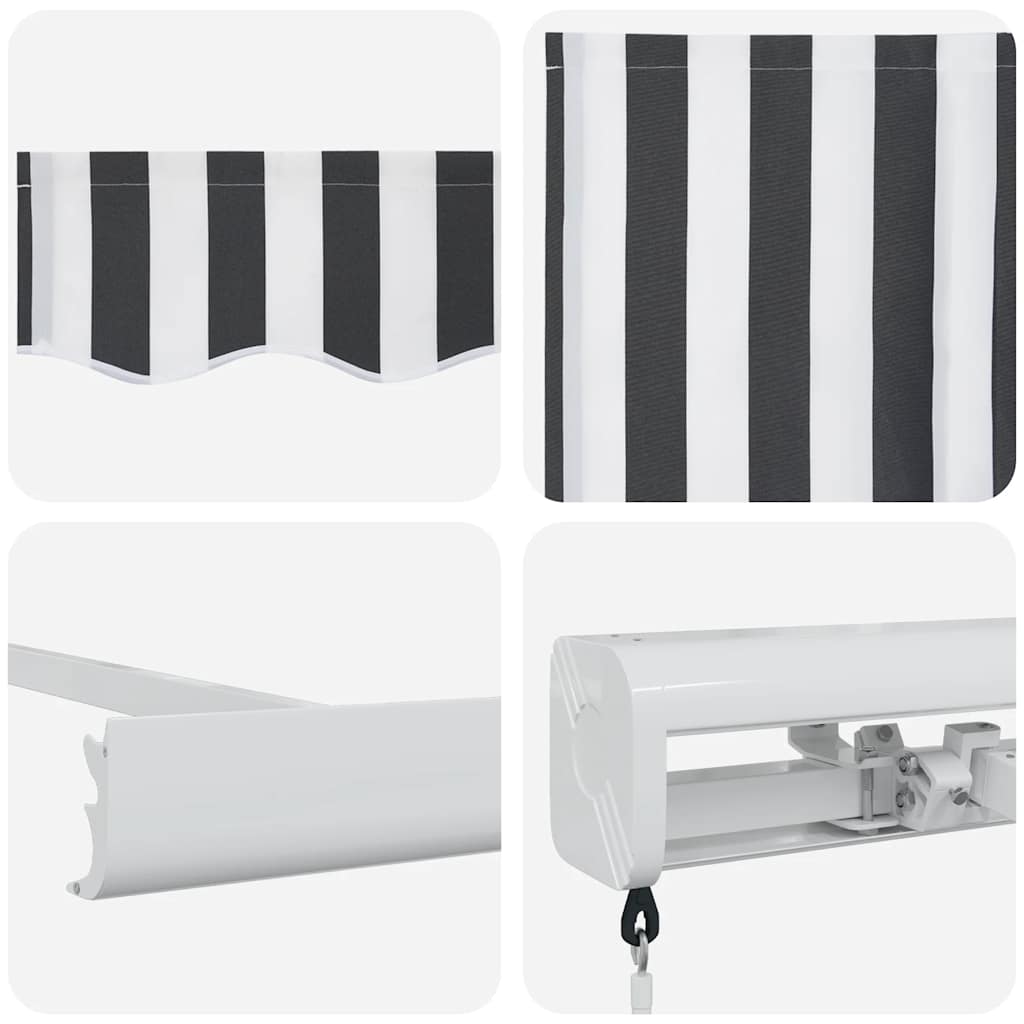 Markise Einziehbar Anthrazit und Weiß 4x3 m Stoff und Aluminium