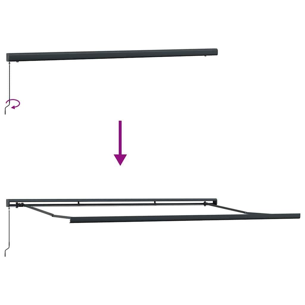 Markise Einziehbar Anthrazit und Weiß 4x3 m Stoff und Aluminium
