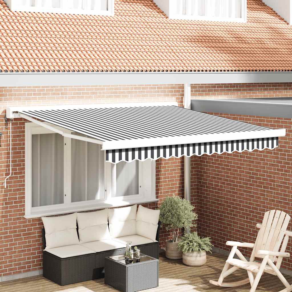 Markise Einziehbar Anthrazit und Weiß 3x2,5 m Stoff & Aluminium