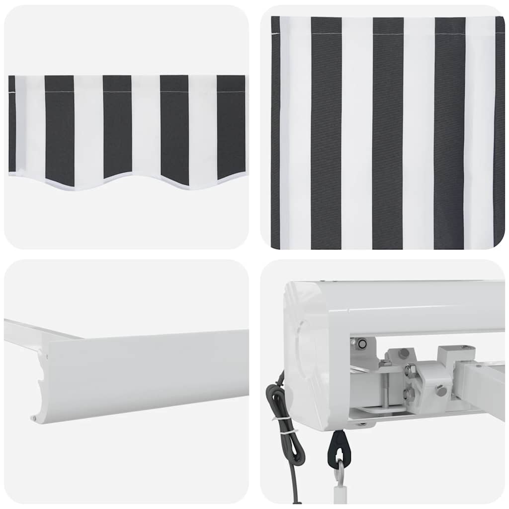 Markise Einziehbar Anthrazit und Weiß 5x3 m Stoff und Aluminium