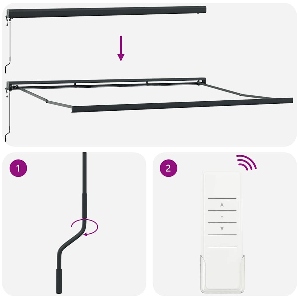 Markise Einziehbar Anthrazit und Weiß 4,5x3 m Stoff & Aluminium
