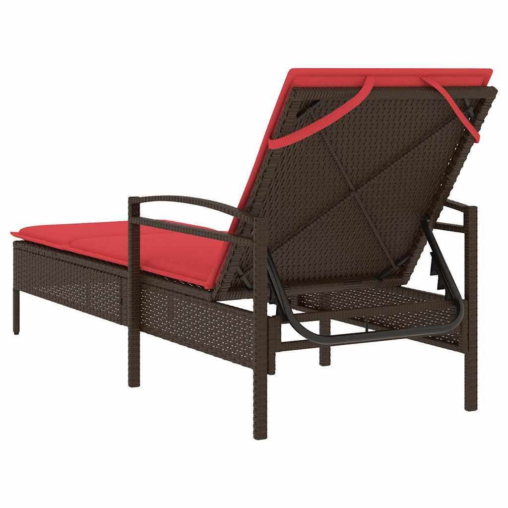 | Sonnenliege | mit Kissen Braun 63 x 200 x 81 cm Poly-Rattan