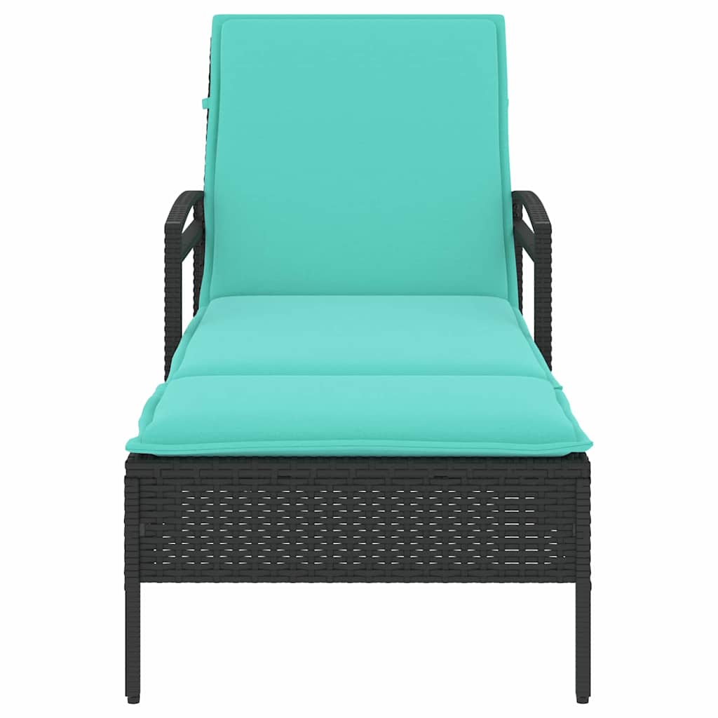 | Sonnenliege | mit Kissen Schwarz 63 x 200 x 81 cm Poly-Rattan