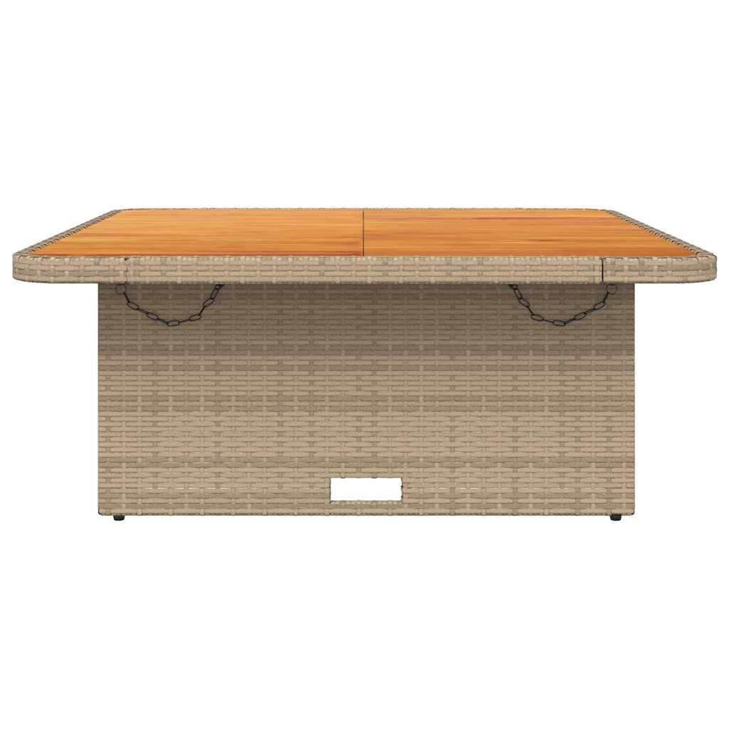 Gartentisch Beige 110x110x71 cm Poly Rattan und Akazienholz