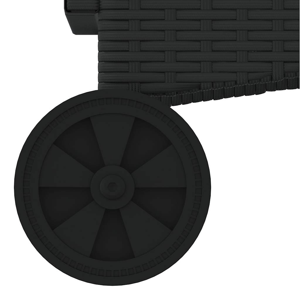 Sonnenliege mit Rollen und Kissen Schwarz Poly Rattan